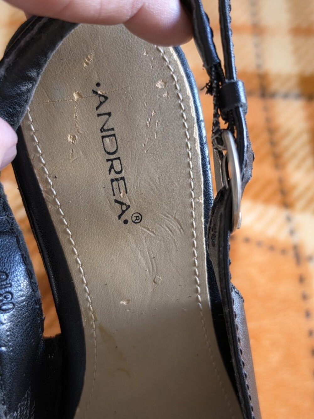 Andrea Black Faux Leather Platform Slingback Open Toe Studded Stiletto 6.5 14011 - Picture 8 of 15